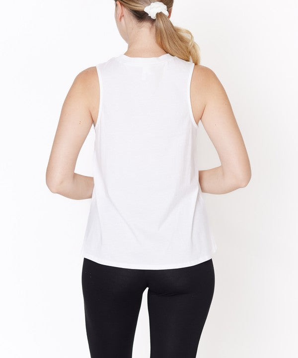 V -Cut Edge Sleeveless Cotton Jersey Top - Faylinn & Co