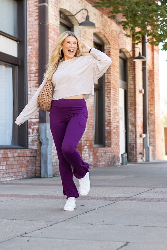 The Reese Purple Flare Leggings - Faylinn & Co