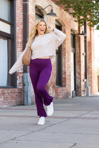 The Reese Purple Flare Leggings - Faylinn & Co