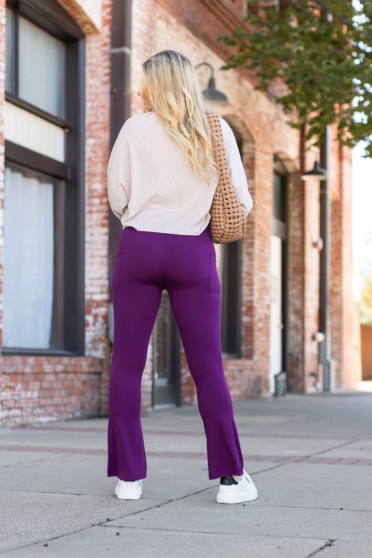 The Reese Purple Flare Leggings - Faylinn & Co