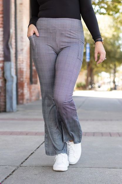 The Felicity Plaid Bootcut Leggings - Faylinn & Co
