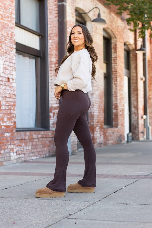 The Brandy Brown Flare with Pockets - Faylinn & Co