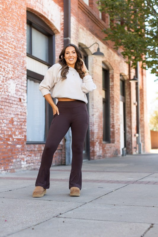 The Brandy Brown Flare with Pockets - Faylinn & Co