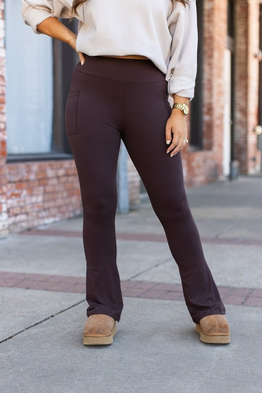 The Brandy Brown Flare with Pockets - Faylinn & Co
