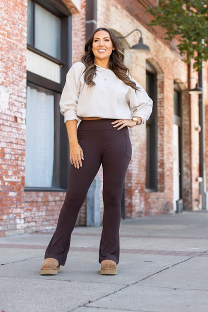 The Brandy Brown Flare with Pockets - Faylinn & Co