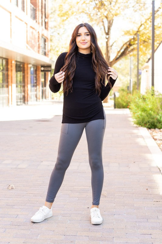 The Caitlin Charcoal Crossover Leggings R2 - Faylinn & Co