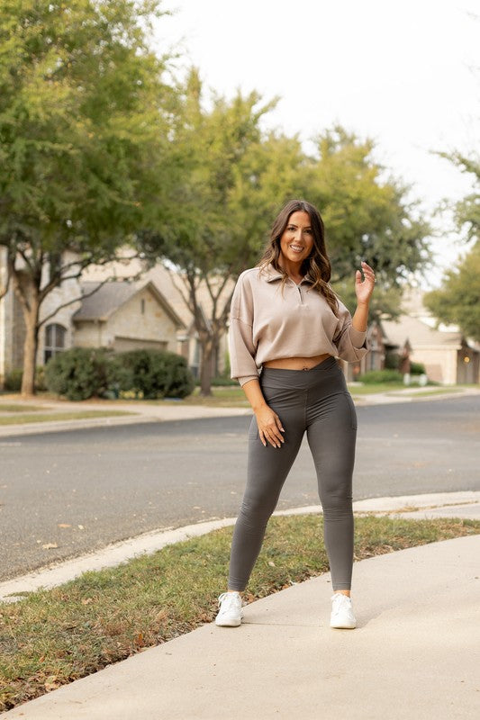 The Caitlin Charcoal Crossover Leggings R2 - Faylinn & Co