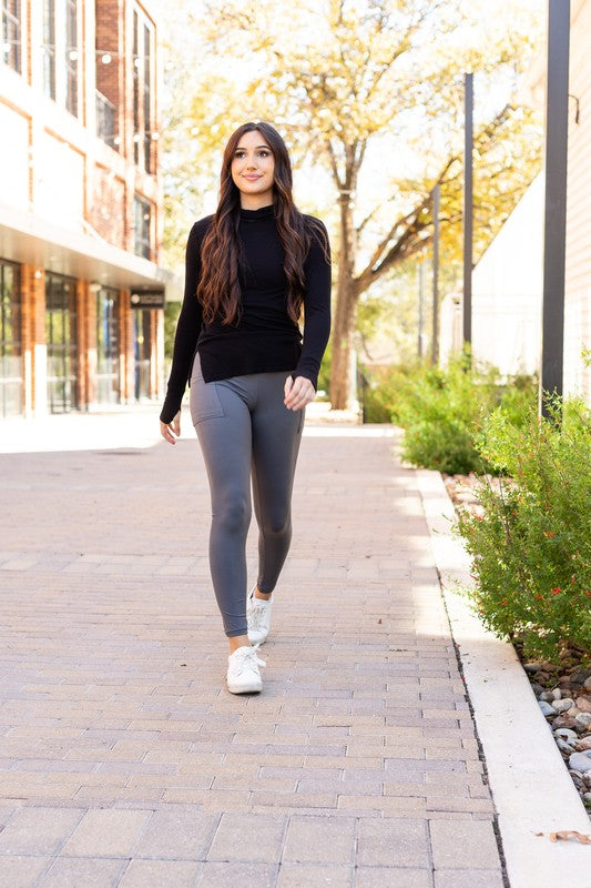 The Caitlin Charcoal Crossover Leggings R2 - Faylinn & Co