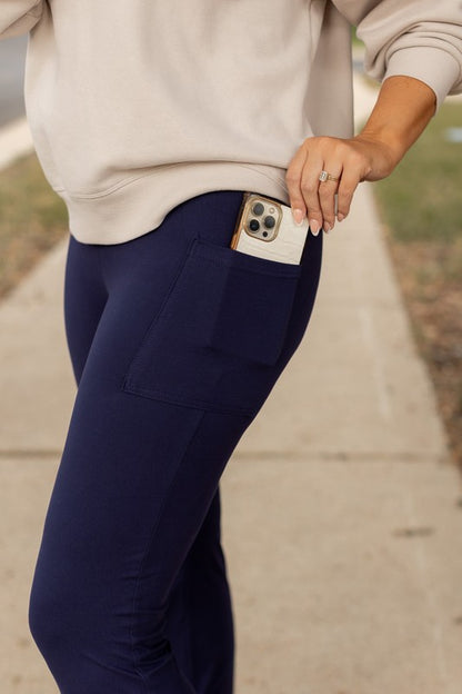The Mila Navy Bootcut Leggings - Faylinn & Co