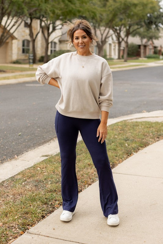 The Mila Navy Bootcut Leggings - Faylinn & Co