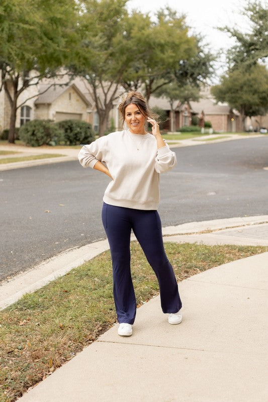 The Mila Navy Bootcut Leggings - Faylinn & Co