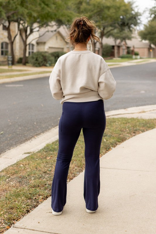 The Mila Navy Bootcut Leggings - Faylinn & Co