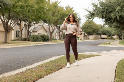 The Becca Brown Crossover Full Length Leggings - Faylinn & Co