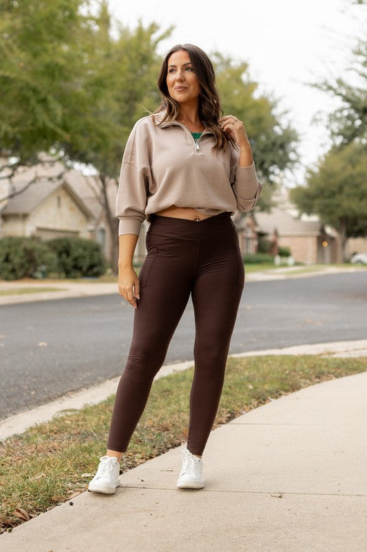 The Becca Brown Crossover Full Length Leggings - Faylinn & Co