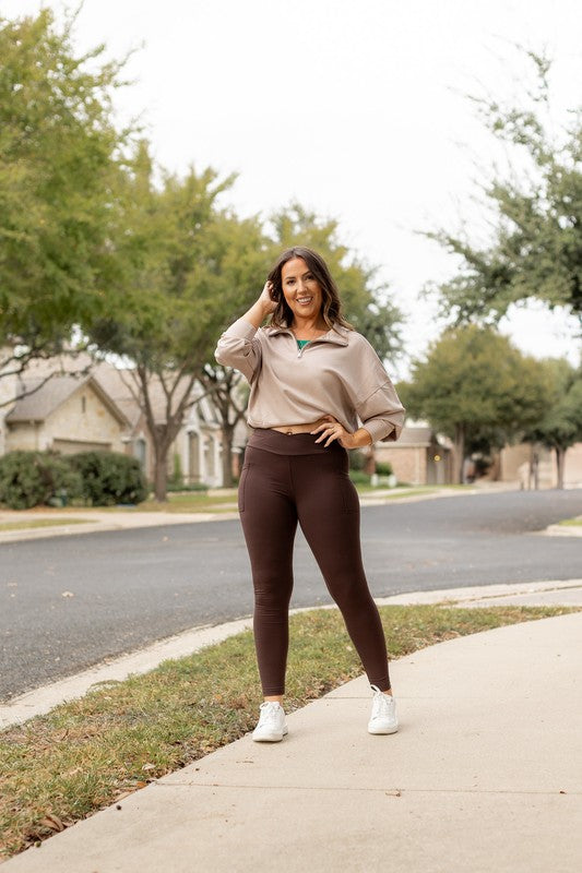 The Becca Brown Crossover Full Length Leggings - Faylinn & Co