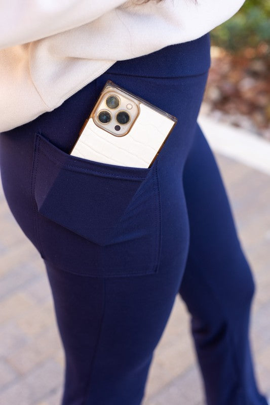 The Mila Navy Bootcut Leggings - Faylinn & Co