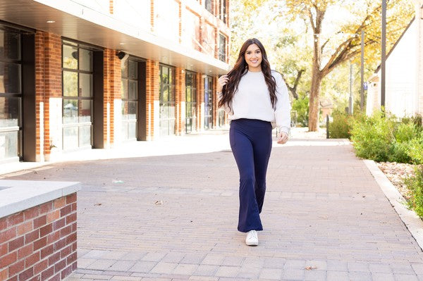The Mila Navy Bootcut Leggings - Faylinn & Co