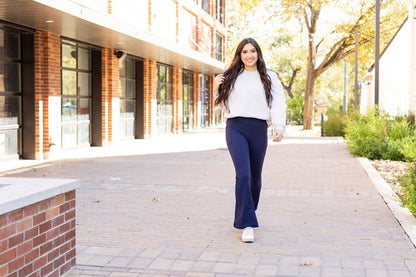 The Mila Navy Bootcut Leggings - Faylinn & Co