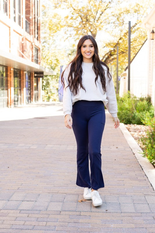 The Mila Navy Bootcut Leggings - Faylinn & Co