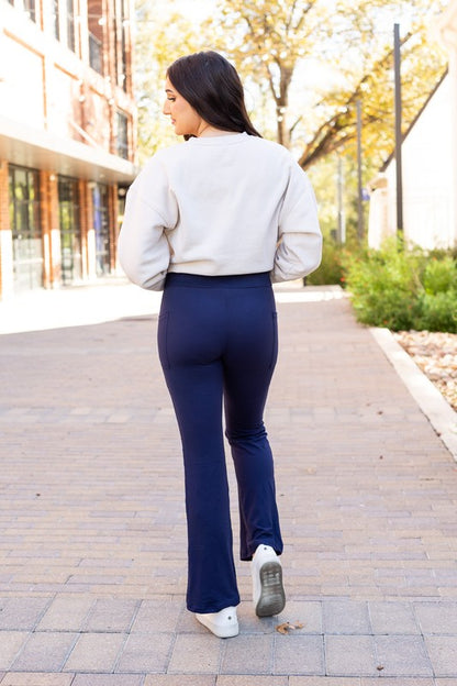The Mila Navy Bootcut Leggings - Faylinn & Co