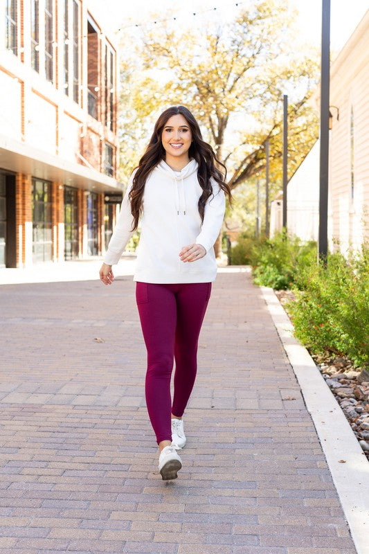 The Molly Maroon Crossover Full Length Leggings - Faylinn & Co