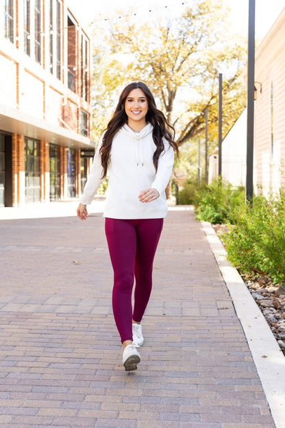 The Molly Maroon Crossover Full Length Leggings - Faylinn & Co