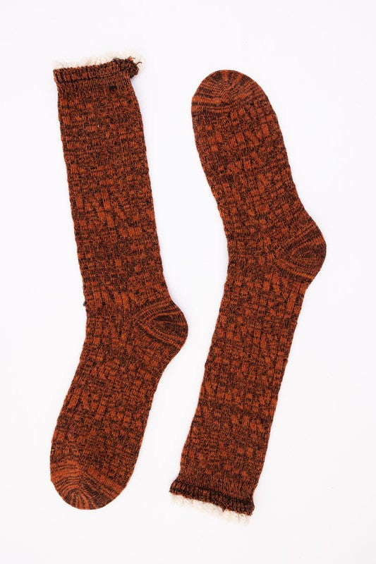 Autumn Vibes Ribbed Ruffle-Trim Socks - Faylinn & Co