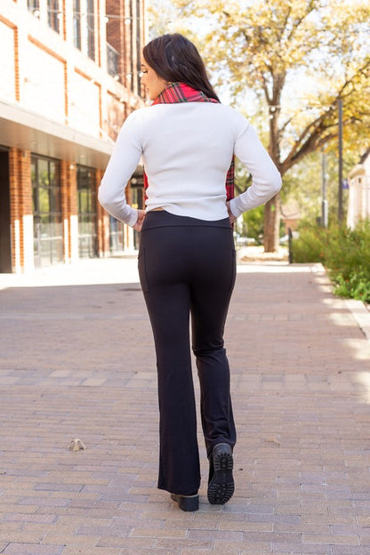 The Vanessa - 30 in Inseam Black Bootcut Leggings - Faylinn & Co