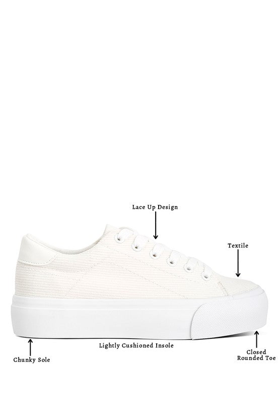 Hyra Solid Flatform Canvas Sneakers - Faylinn & Co
