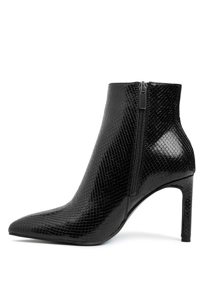 Tatria Textured Stiletto Heel Ankle Boots - Faylinn & Co