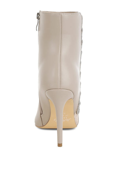 Kalina Rhinestones Chain Detail Boots - Faylinn & Co