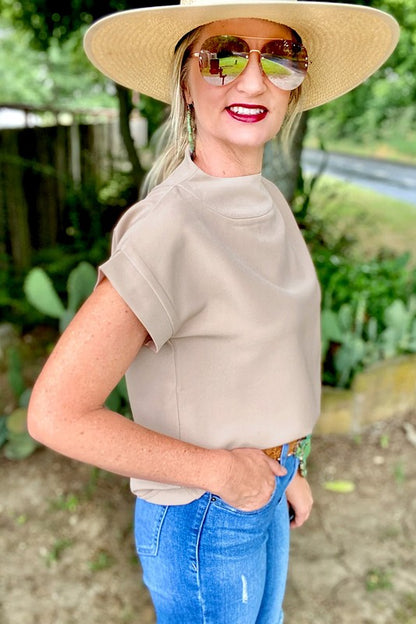 Women Plain Crew Neck Loose Fit Casual Top - Faylinn & Co