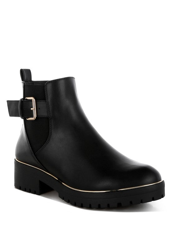 Antorin Chunky Buckle Detail Ankle Boots - Faylinn & Co