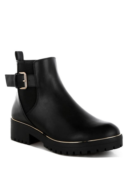 Antorin Chunky Buckle Detail Ankle Boots - Faylinn & Co