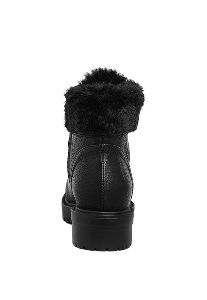 Maranta Faux Fur Collar Ankle Boots - Faylinn & Co