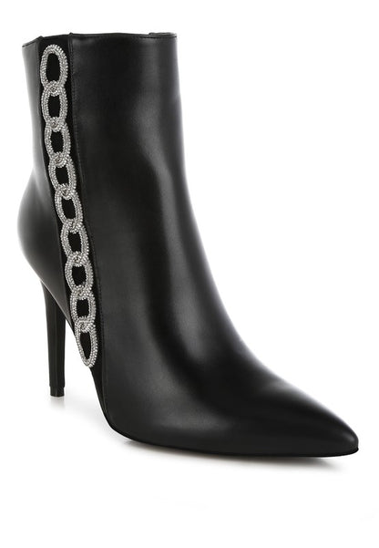 Kalina Rhinestones Chain Detail Boots - Faylinn & Co
