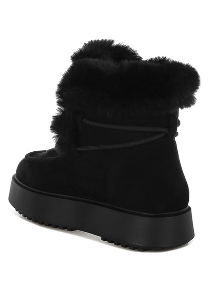 Bunting Faux Fur Collar Flatform Boots - Faylinn & Co