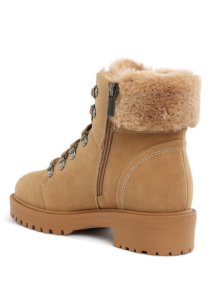 Maranta Faux Fur Collar Ankle Boots - Faylinn & Co