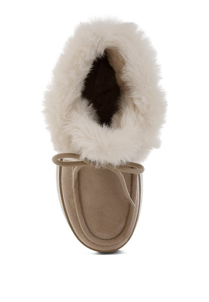 Bunting Faux Fur Collar Flatform Boots - Faylinn & Co