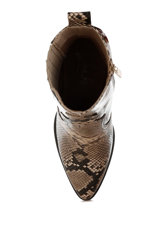 Cornus Snake Print Ankle Boots - Faylinn & Co