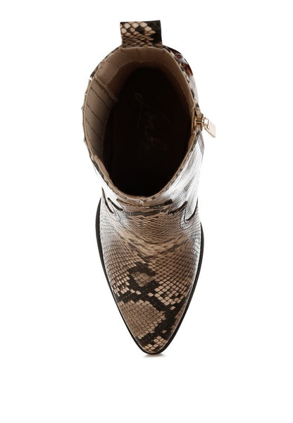 Cornus Snake Print Ankle Boots - Faylinn & Co