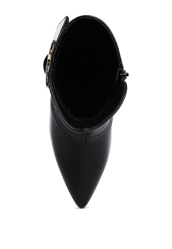 Ebera Chunky Buckle Strap Ankle Boots - Faylinn & Co