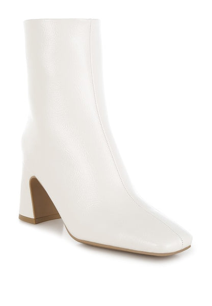 Kostaka Patent Square Toe Ankle Boots - Faylinn & Co