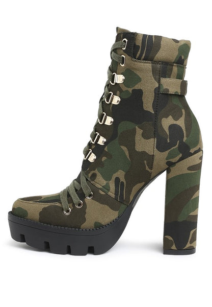 Palmetto Camouflage Ankle Boots - Faylinn & Co