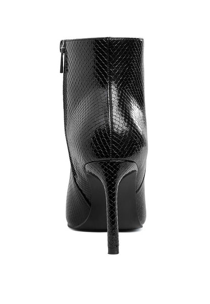 Tatria Textured Stiletto Heel Ankle Boots - Faylinn & Co