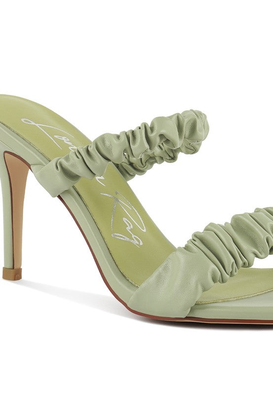 QUALIE GATHERED AROUND SLIP-ON HEELED SANDAL - Faylinn & Co