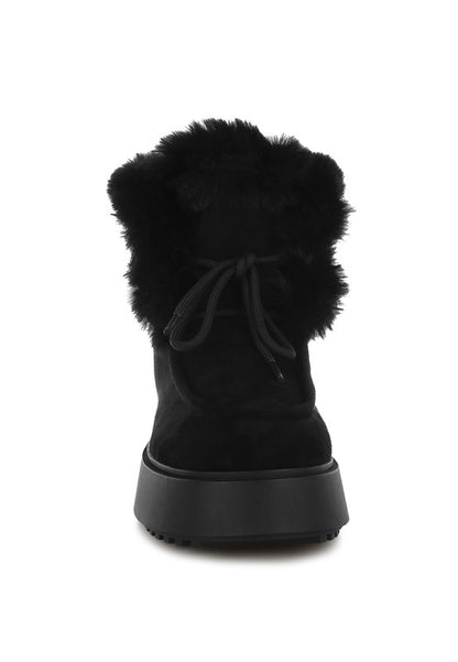 Bunting Faux Fur Collar Flatform Boots - Faylinn & Co