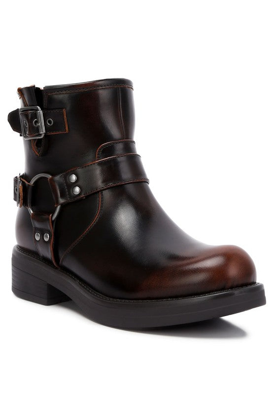 Allux Brushed Faux Leather Pin Buckle Boots - Faylinn & Co