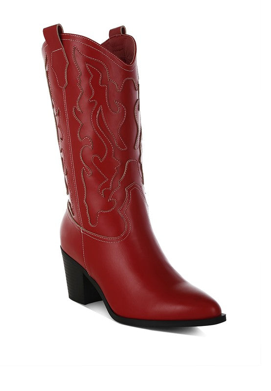 Pakito Patchwork Detail Cowboy Boots - Faylinn & Co
