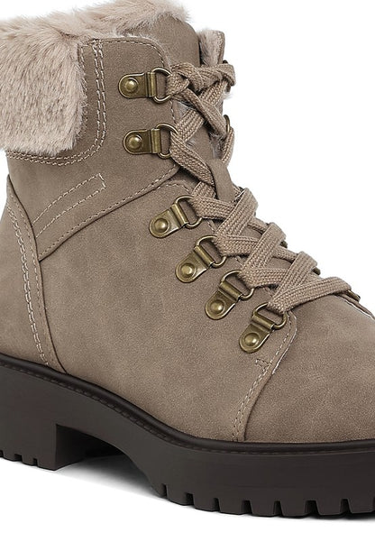 Maranta Faux Fur Collar Ankle Boots - Faylinn & Co